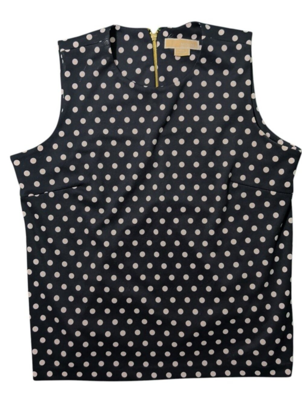 MICHAEL Michael Kors Plus 0X Sleeveless Shell Top Blue Blush Polka Dot Back Zip